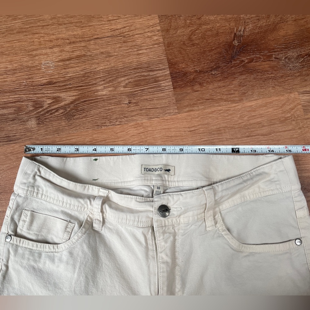 Toad & Co womens skinny pants size 10 off white organic cotton sustainable - Picture 9 of 11